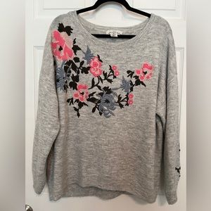 L..O.G.G. Wool Blend Lightweight Floral Sweater Bell Sleeves Size XL